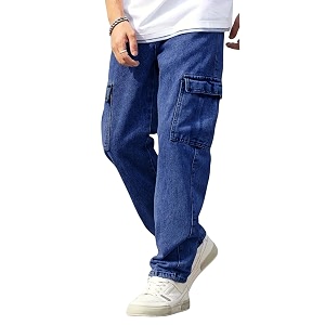 Mens Loose Fit Denim Jeans Mid