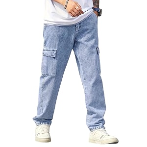 Mens Loose Fit Denim Jeans Mid