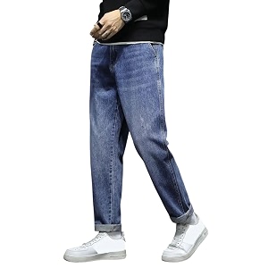Mens Loose Fit Denim Jeans Mid