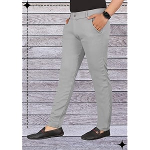 Mens Lycra Stretch Casual Pants Slim Fit
