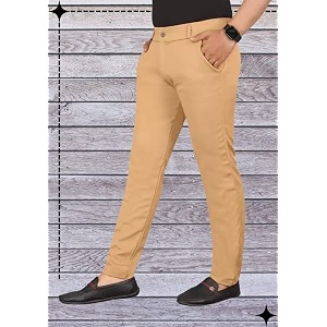 Mens Lycra Stretch Casual Pants Slim Fit