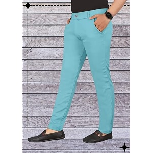 Mens Lycra Stretch Casual Pants Slim Fit