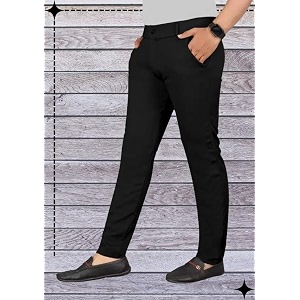Mens Lycra Stretch Casual Pants Slim Fit