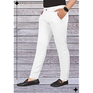 Mens Lycra Stretch Casual Pants Slim Fit