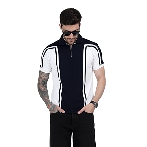 Mens Modern Vertical Stripe Polo T-Shirt -