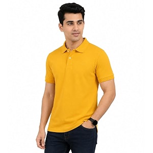 Mens Mustard Yellow Polo T-Shirt Short Sleeve