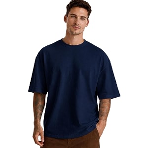 Mens Oversized Round Neck Cotton T-Shirt for