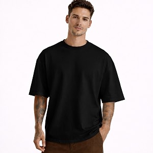 Mens Oversized Round Neck Cotton T-Shirt for