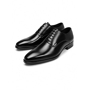Mens Premium Glossy Oxford Dress Shoes Black