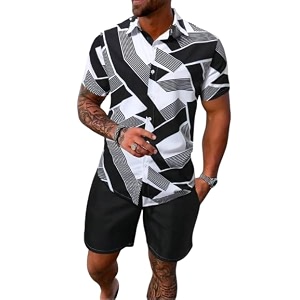 Mens Printed Co-Ord Set Plus Size