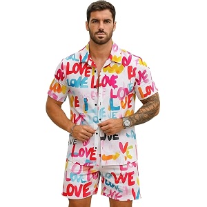 Mens Printed Co-Ord Set Plus Size