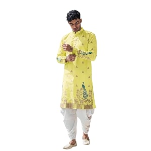 Mens Pure Cotton Kurta Dhoti Set
