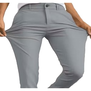 mens regular fit light grey stretchable trousers  expandable waist formal amp casual pants  premium lightweight comfortable