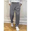 Men’s Relaxed Straight Leg Loose Fit Pleated Trousers | Mid-Rise Formal Pants with Zip Fly & Button Closure | Solid Regular Length Office Wear Trousers