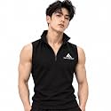 Mens Sleeveless Half Zip Gym T-Shirt 
