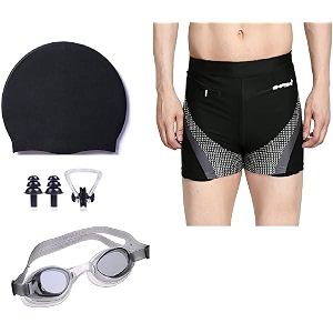 Mens Swim Trunks Set with Swimming Goggles