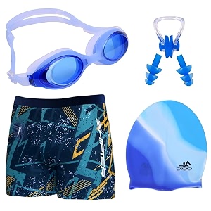 Mens Swim Trunks Set with Swimming Goggles
