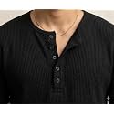 Mens Textured Fabric Solid Half-Open Collar Henley