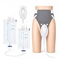 Men’s Wearable Urine Collection System with Adjustable Fixing Pants, Soft Silicone Catheter Cup, Dual Large Capacity 1000ml & 2000ml Drain Bags, Tube External Use Kit for Daily Mobility, Grey