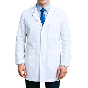mens white lab coat full sleeve drill cotton  doctor apron with 3 pockets  medical lab coat for men  ideal for college students pharmacy science lab and clinical use