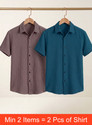 TIGERSNAKE Men Self Design Casual Dark Blue, Brown Shirt