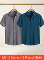 TIGERSNAKE Men Self Design Casual Grey, Dark Blue Shirt