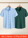 TIGERSNAKE Men Self Design Casual Light Blue, Green Shirt