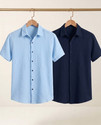 TIGERSNAKE Men Self Design Casual Light Blue, Blue Shirt