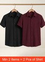 TIGERSNAKE Men Self Design Casual Maroon, Black Shirt