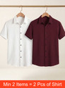 TIGERSNAKE Men Self Design Casual Maroon, White Shirt