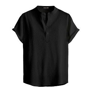 Men Shirt Black Solid Textured Casual