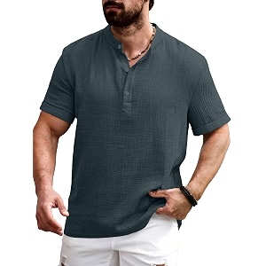 Men Shirt Black Textured Cotton Blend