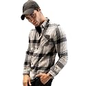 Men Slim Button-Down Flannel Shirt