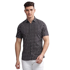 MODERN ELEGANCE Men Slim Fit Navy Small