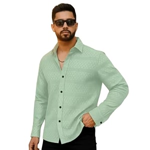 Men Solid Casual Collared Shirt Breathable Comfortable