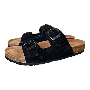 Men Suede Leather Sandals Cushioned Footbed