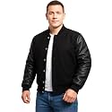 Men Varsity Jacket College Baseball Letterman Wool Jacket Leather Sleeves