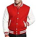 Men Varsity Jacket College Baseball Letterman Wool Jacket Leather Sleeves