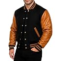 Men Varsity Jacket College Baseball Letterman Wool Jacket Leather Sleeves