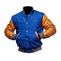 Men Varsity Jacket College Baseball Letterman Wool Jacket Leather Sleeves