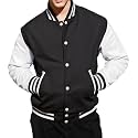 Men Varsity Jacket College Baseball Letterman Wool Jacket Leather Sleeves