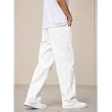 Men White Baggy Jeans Cotton Denim Blend