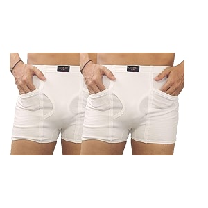 Men White Cotton Pocket Trunks Underwear 3