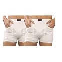 Men White Cotton Pocket Trunks Underwear 3