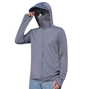 men and womens uv protection jacket with detachable hood and large brim for summer