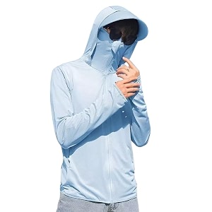 men and womens uv protection jacket with detachable hood and large brim for summer