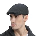 FEINION Men Wool Blend Flat Cap Tweed Newsboy Ivy Hat
