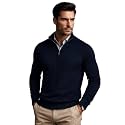 Men Woolen High Neck Half Zip Full