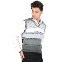 Men Woolen V-Neck Printed Design Sleeveless Pullover