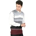 Men Woolen V-Neck Printed Design Sleeveless Pullover